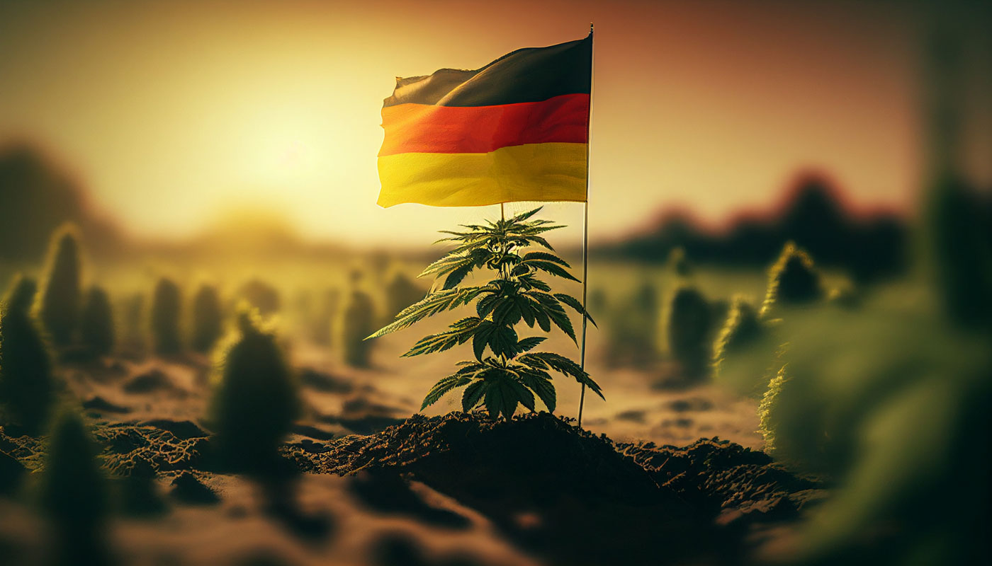 Deutschland-Flagge im Cannabis-Feld