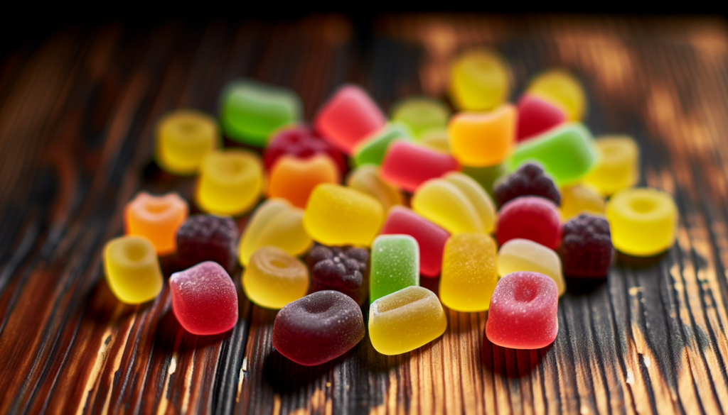 A selection of CBD fruit gummies in various fruity flavors